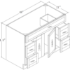 Vanity Cabinet  Double Door Four Drawers one fake drawer - VSD4821D